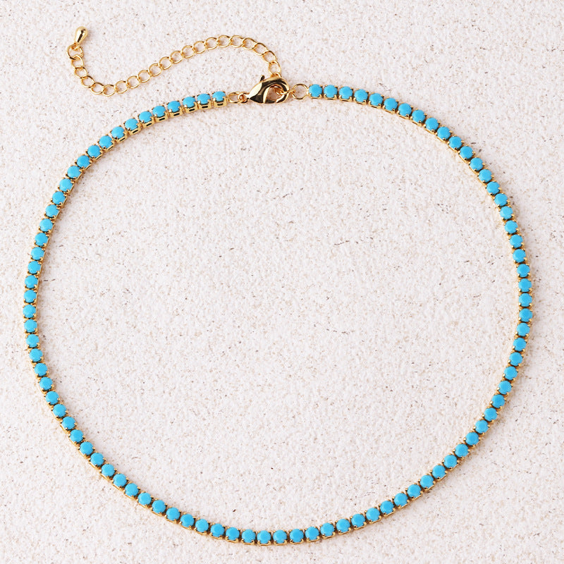 Turquoise Tennis Necklace Gold Elegant Design for Any Occasion 0