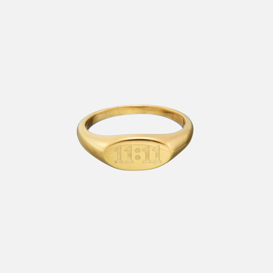 18K Gold Plated Lucky Elevens Ring Unique 11:11 Design Reminder 0