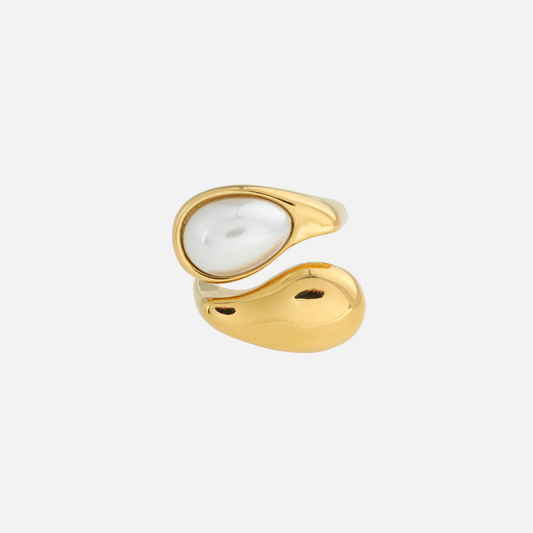 adjustable gold toned yara — Adjustable Gold-Toned Yara Ring Luminous White Stone Modern Design
