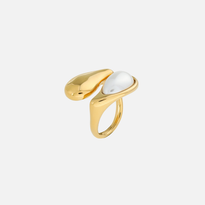 Adjustable Gold-Toned Yara Ring Luminous White Stone Modern Design 1