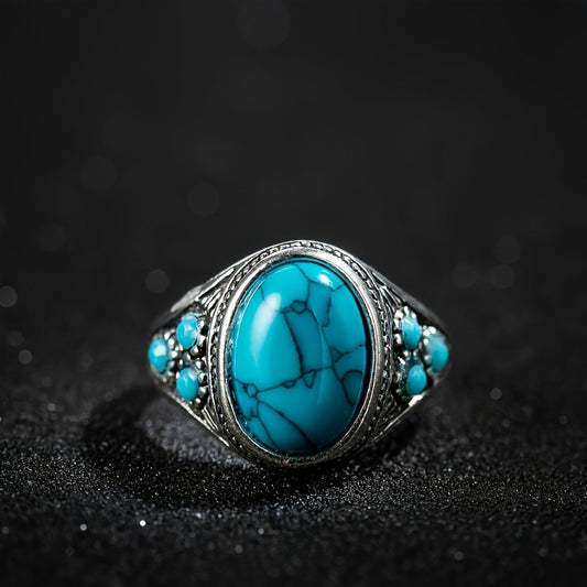 Blue Stone Ring White Gold Elegant Design Versatile for Any Occasion 0