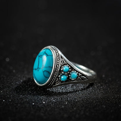 Blue Stone Ring White Gold Elegant Design Versatile for Any Occasion 1