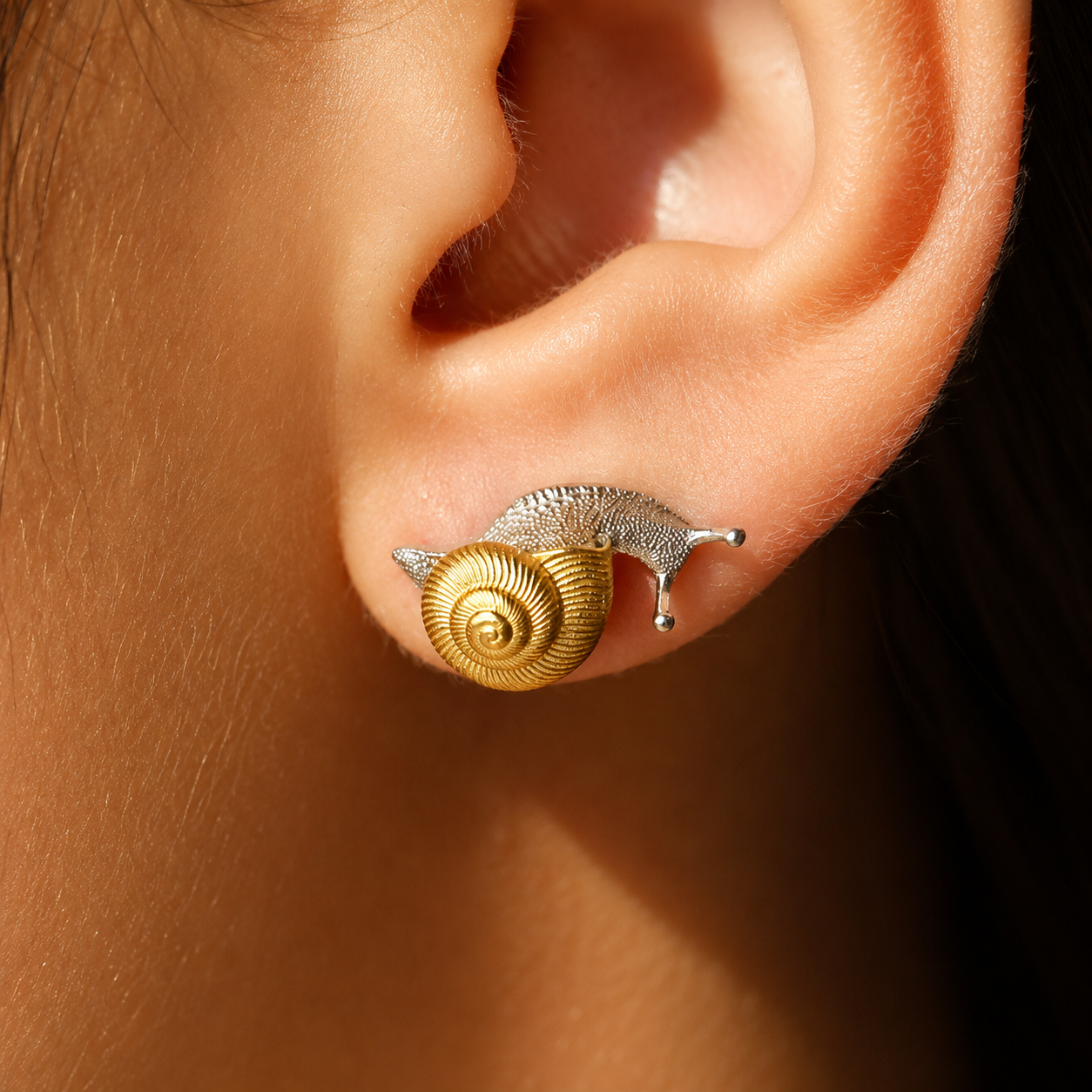 Golden Snail Stud Earrings