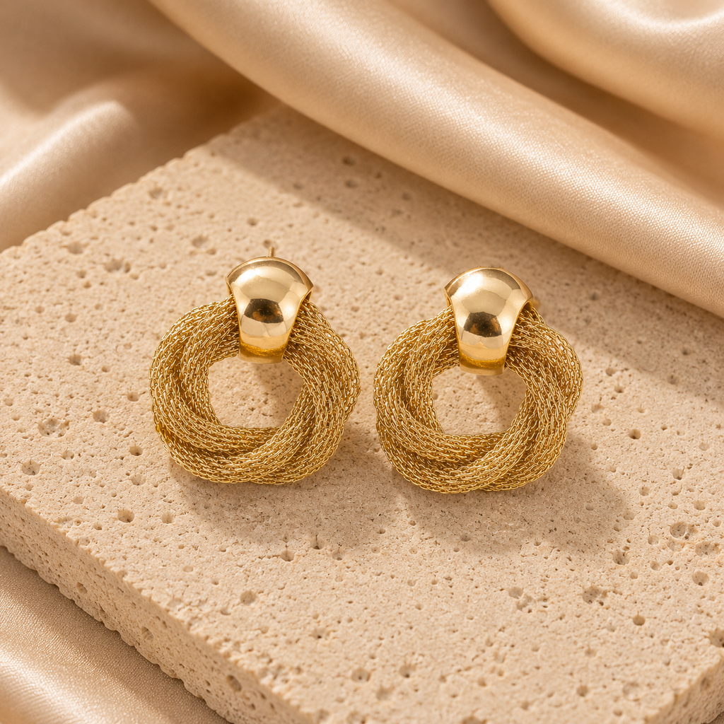 Gold Twisted Knot Drop Earrings