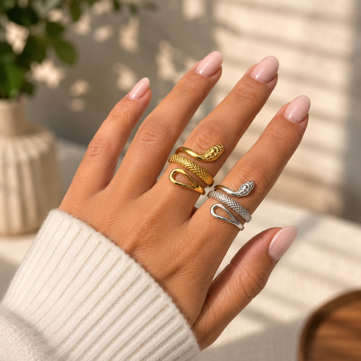 Adjustable Snake Ring Intricate Design Unique Statement Accessory