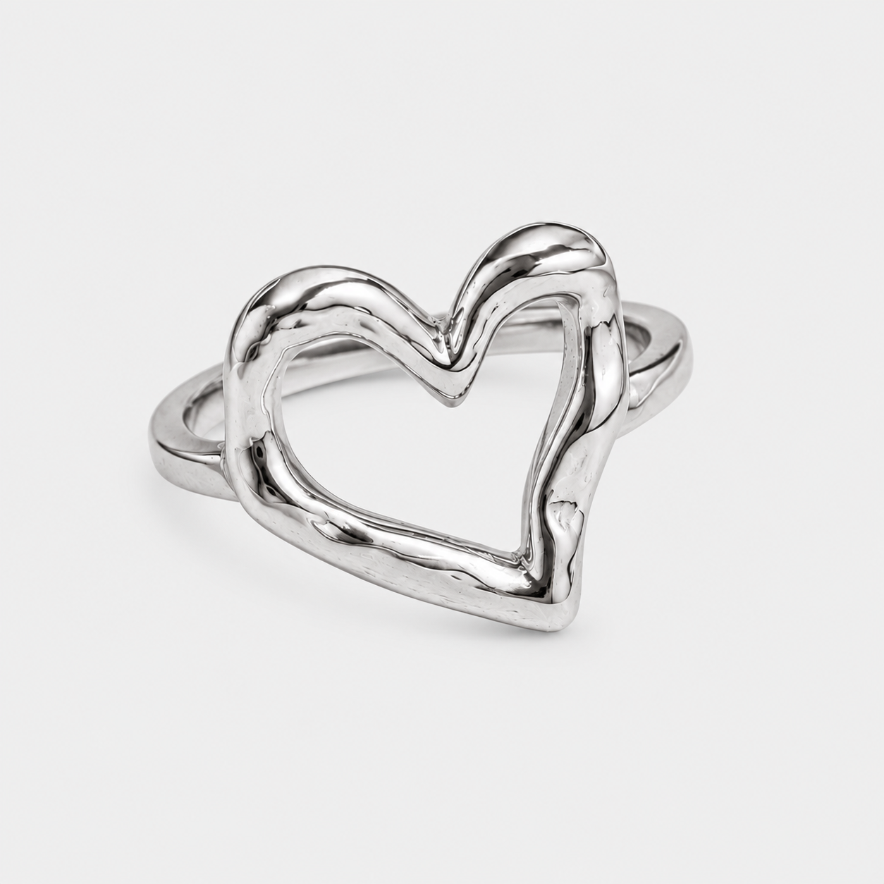 Sculpted Open Heart Ring Gold Silver