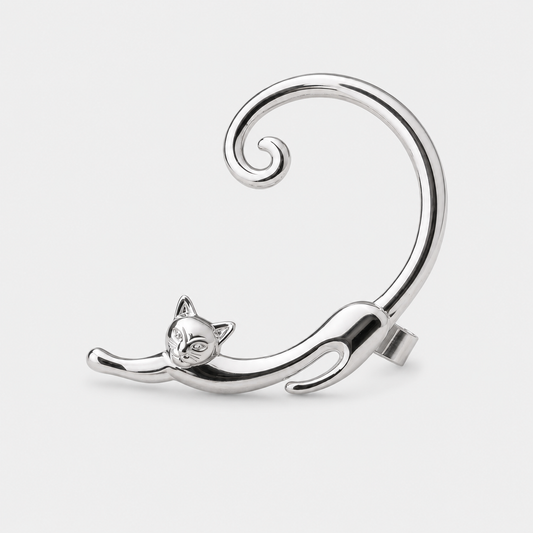 Gold Tone Cat Stud Earrings Cute Animal Charm