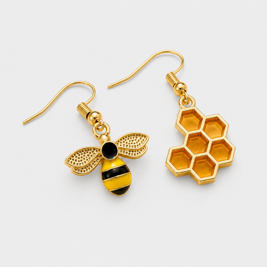gold honey bee enamel