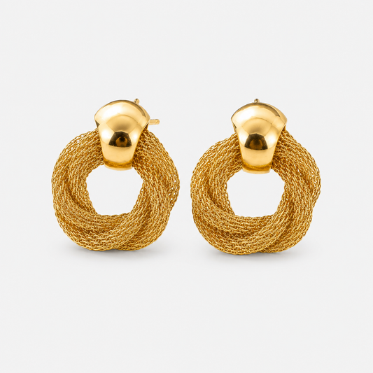 Gold Twisted Knot Sculptural Drop Earrings