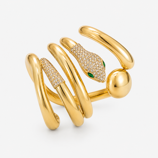 3-Piece Chunky Snake Rhinestone Bangle Set