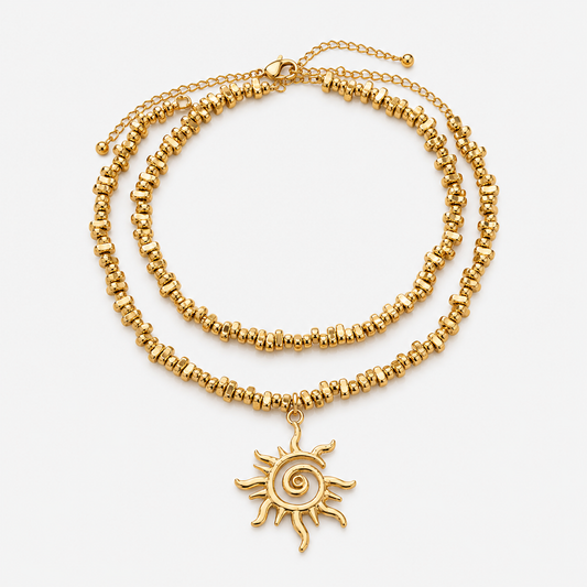 boho gold sun pendant
