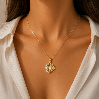 Gold Necklace Luna Design 18K Plated Elegant Accessory for Everyday Wear