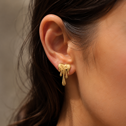 Gold Earrings for Women Unique Meltdown Design Artistic Flair