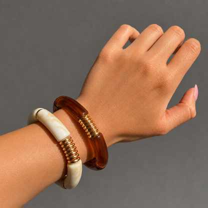 Bracelet Set Smooth Ivory Beads Waterproof Elegant Everyday Wear