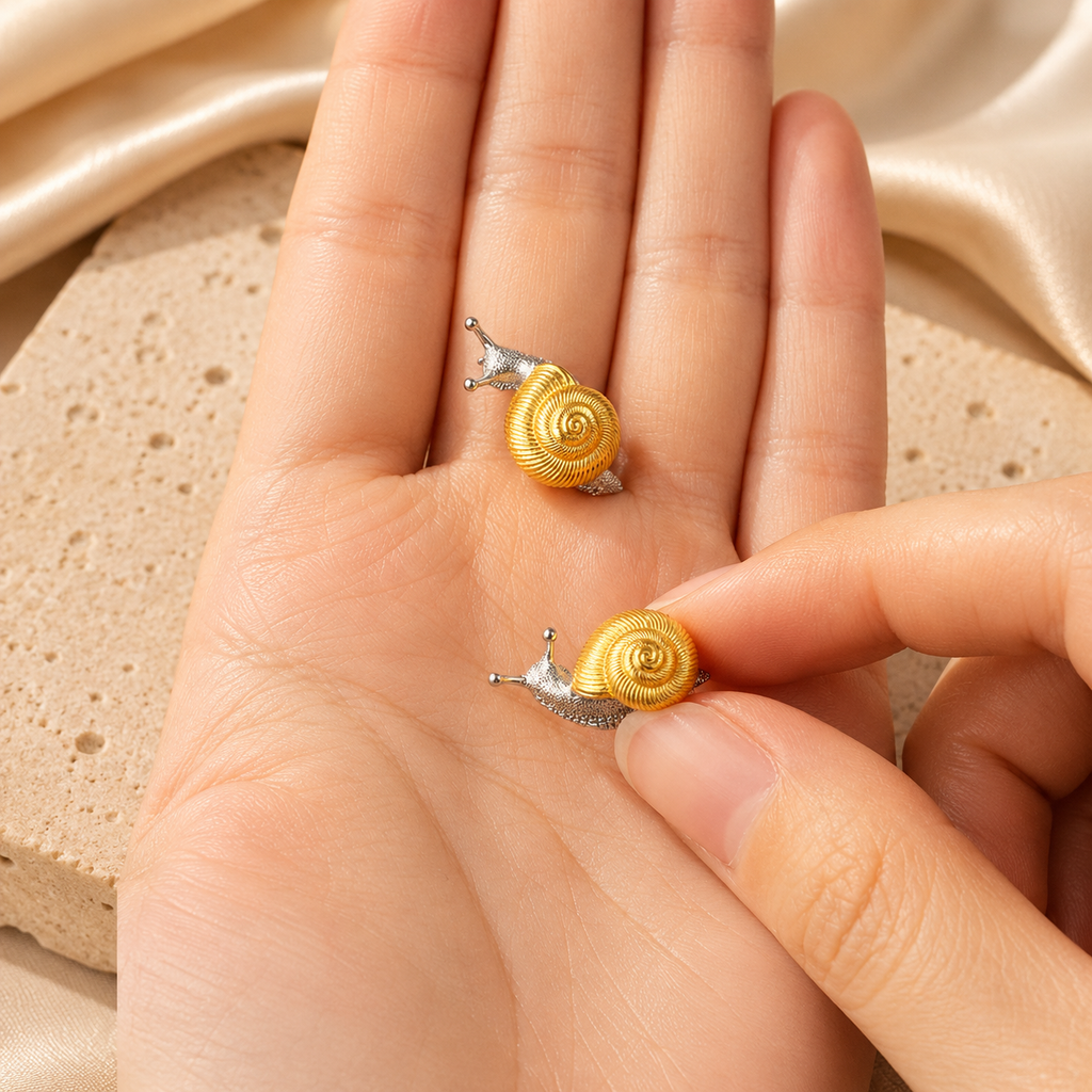 Golden Snail Stud Earrings