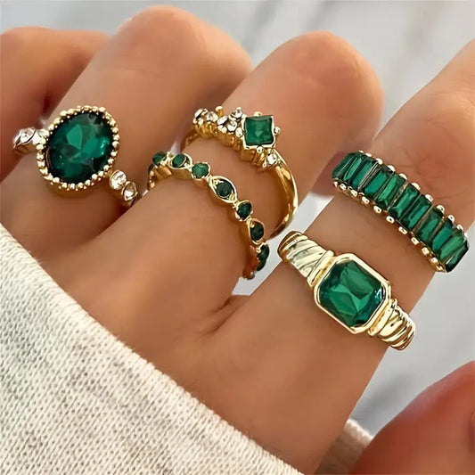 Emerald Ring Set Gold Genuine Emeralds Elegant Design for Any Occasion 0