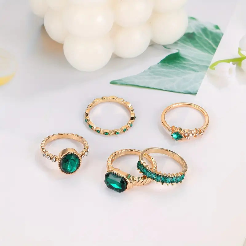 Emerald Ring Set Gold Genuine Emeralds Elegant Design for Any Occasion 1