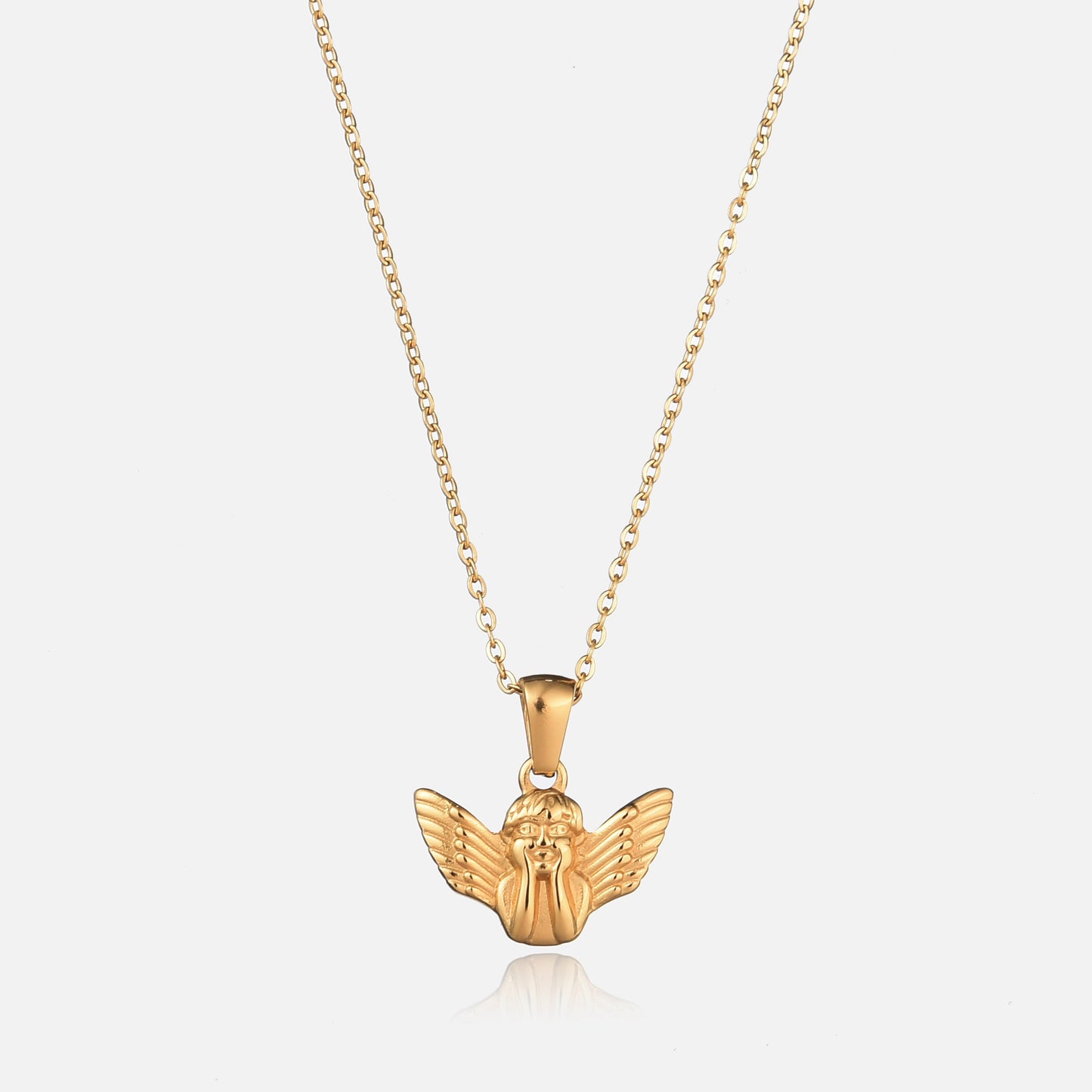 Gold Angel Pendant Necklace Delicate Design Hypoallergenic Wear 0