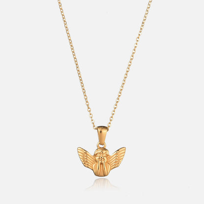 Gold Angel Pendant Necklace Delicate Design Hypoallergenic Wear 0
