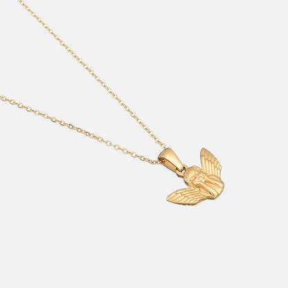 Gold Angel Pendant Necklace Delicate Design Hypoallergenic Wear 1