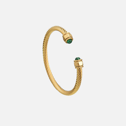 Gold Bracelet with Green Turquoise Stones Adjustable Elegant Accessory 1