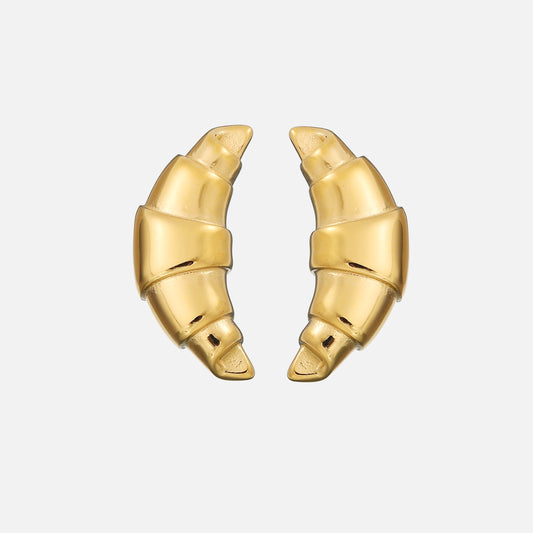 Gold Earrings Croissant Design Hypoallergenic Lightweight Chic 0