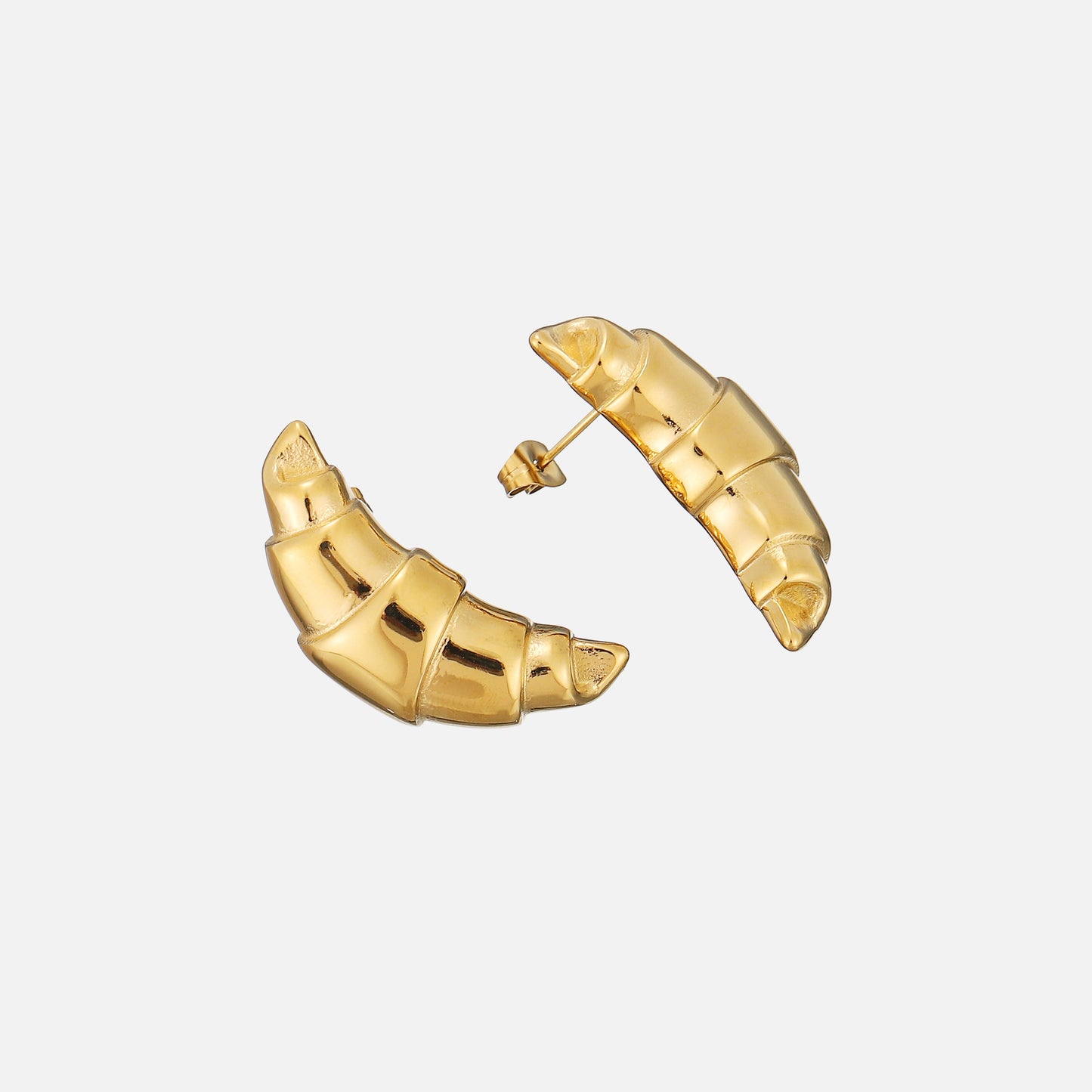 Gold Earrings Croissant Design Hypoallergenic Lightweight Chic 1