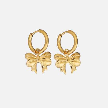 gold bow earrings for women — Gold Earrings for Women Bow Design Hypoallergenic Everyday Wear