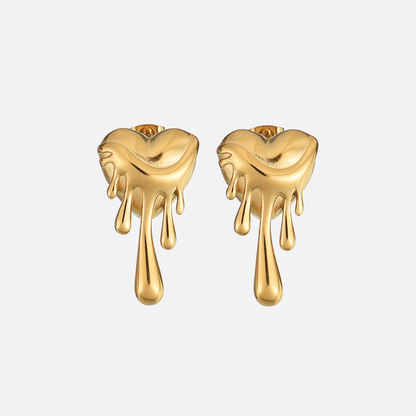 unique gold earrings for women — Gold Earrings for Women Unique Meltdown Design Artistic Flair