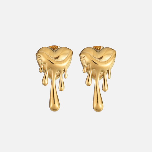 unique gold earrings for women — Gold Earrings for Women Unique Meltdown Design Artistic Flair