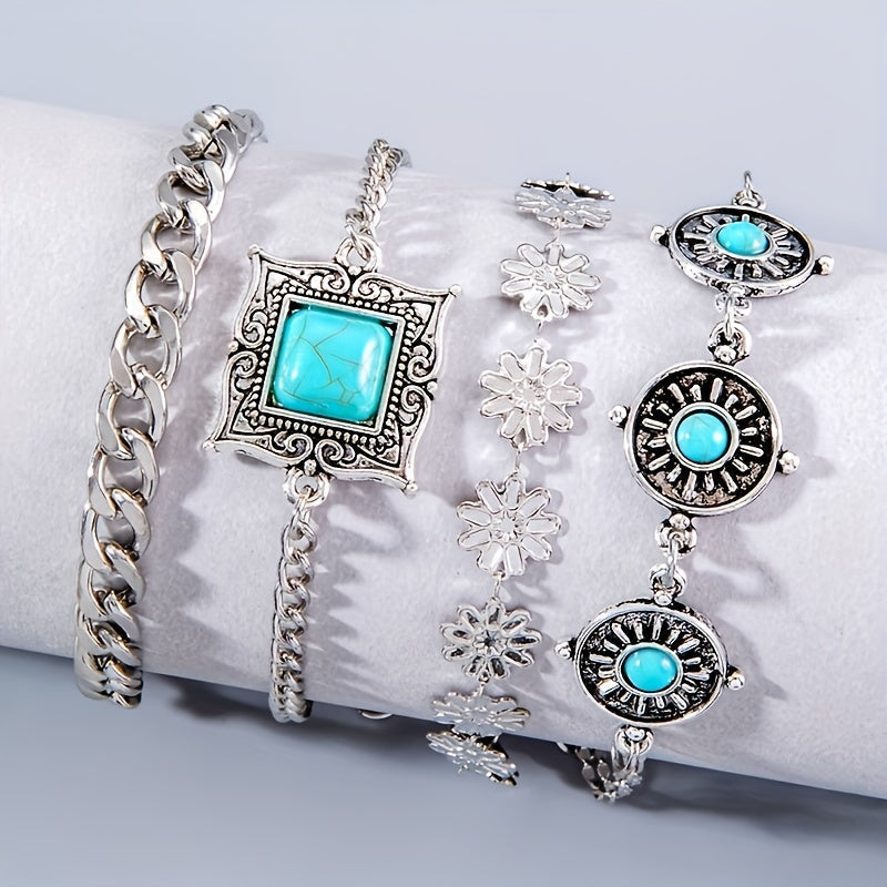Layered Bracelet Set White Gold Elegant Design Versatile Style 1