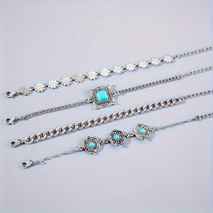 Layered Bracelet Set White Gold Elegant Design Versatile Style 2
