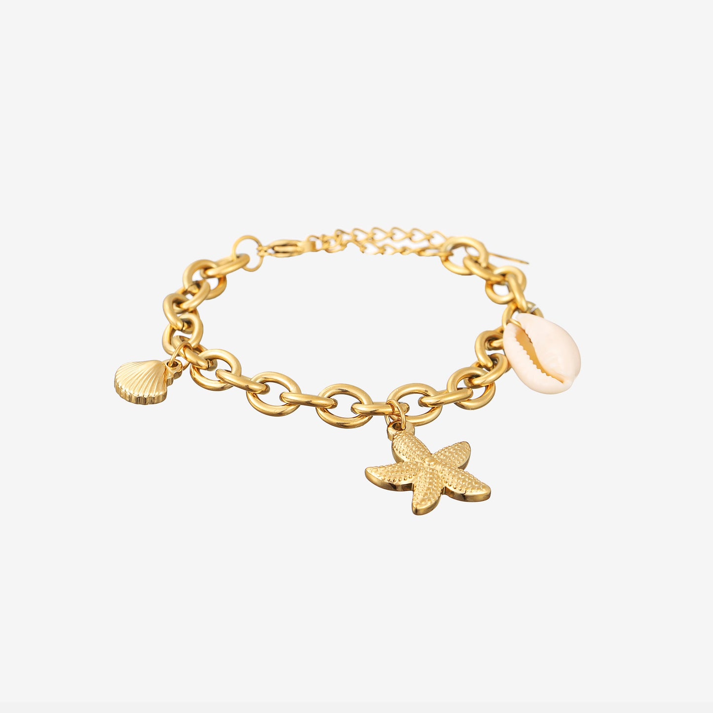 Ocean-Inspired Charm Bracelet Gold Chain Hypoallergenic Beachy Style 1