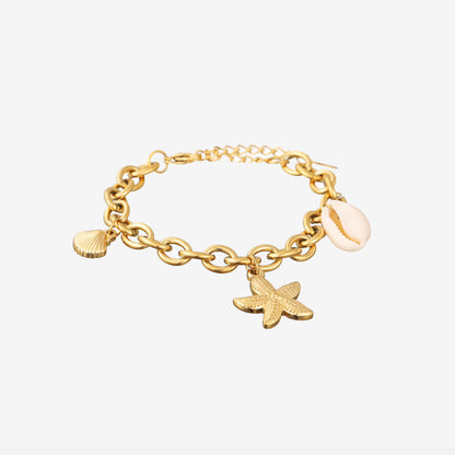 Ocean-Inspired Charm Bracelet Gold Chain Hypoallergenic Beachy Style 1