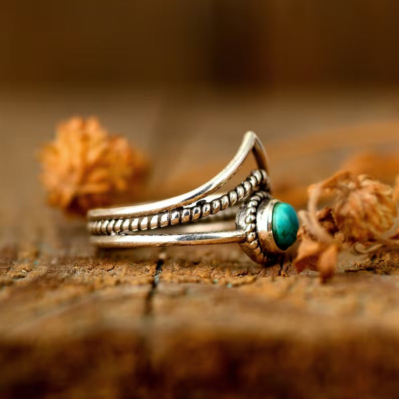 Turquoise Beaded Ring Gold Adjustable Stylish Accessory 1