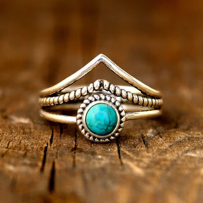 Turquoise Beaded Ring Gold Adjustable Stylish Accessory 3
