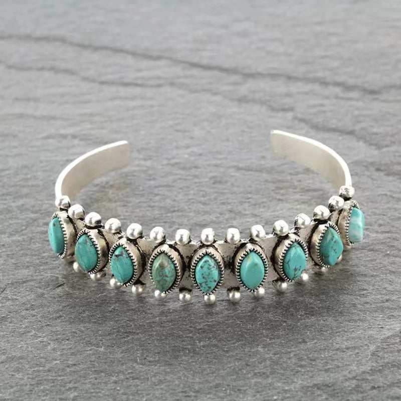 Turquoise Cuff Bracelet White Gold Elegant Design for Any Occasion 0