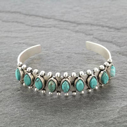 Turquoise Cuff Bracelet White Gold Elegant Design for Any Occasion 0
