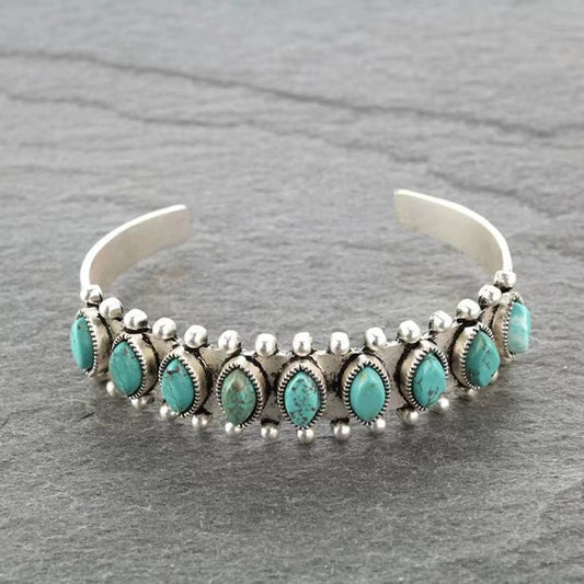 Turquoise Cuff Bracelet White Gold Elegant Design for Any Occasion 0