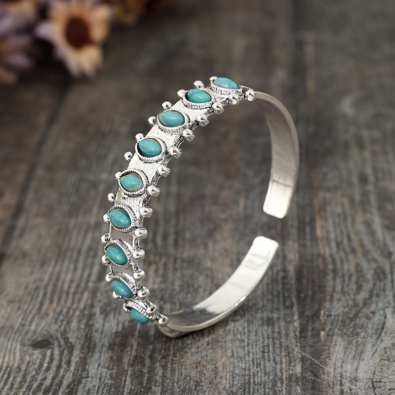 Turquoise Cuff Bracelet White Gold Elegant Design for Any Occasion 1