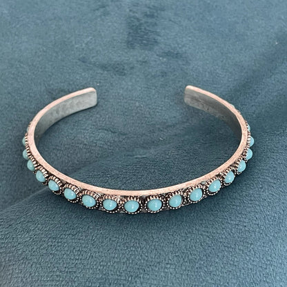 Turquoise Open Bracelet White Gold Elegant Design Adjustable Fit 0
