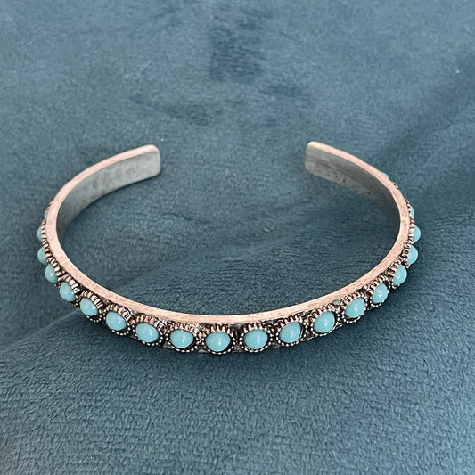 Turquoise Open Bracelet White Gold Elegant Design Adjustable Fit 0