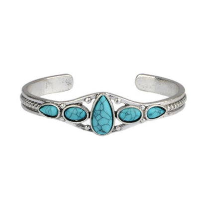 Turquoise Teardrop Open Bracelet White Gold Elegant Design 0