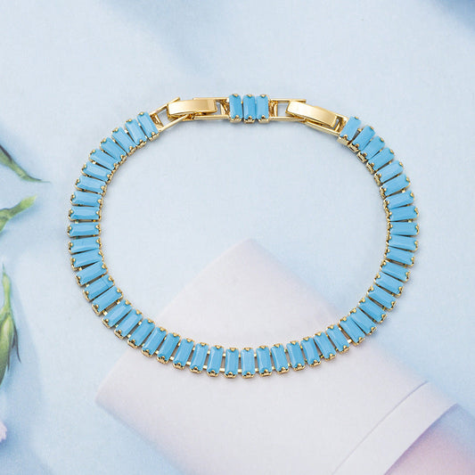Turquoise Tennis Bracelet Gold Elegant Design Lightweight and Versatile 0