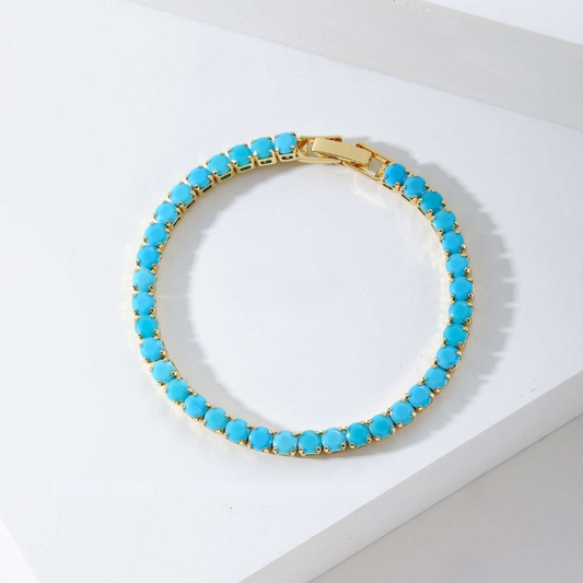 Turquoise Tennis Bracelet Gold Elegant Design Timeless Style 0