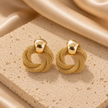 Gold Twisted Knot Sculptural Drop Earrings