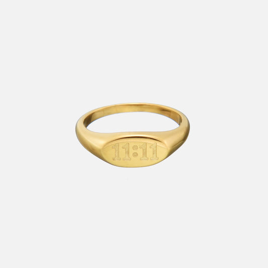 18K Gold Plated Lucky Elevens Ring Unique 11:11 Design Reminder 0