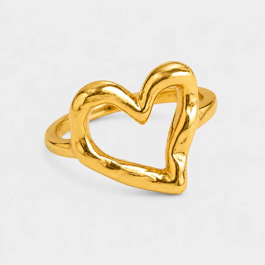 Sculpted Open Heart Ring Gold Silver