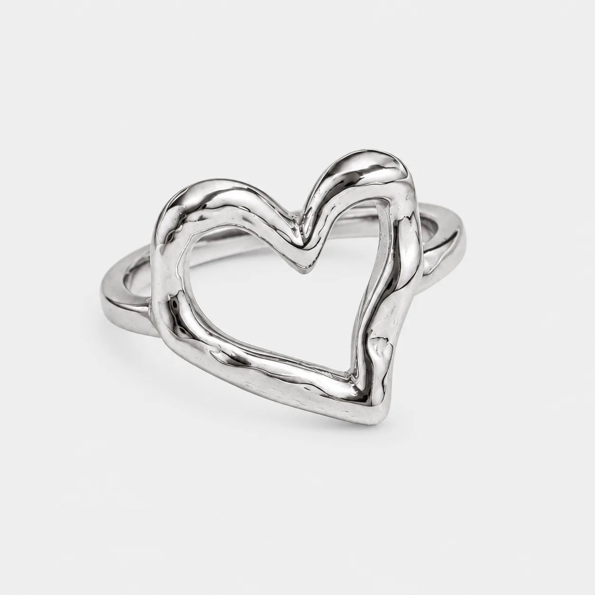 Sculpted Open Heart Ring Gold Silver
