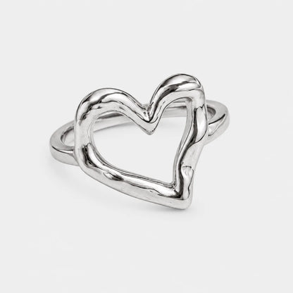 Sculpted Open Heart Ring Gold Silver
